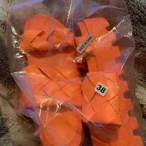 Orange, sandals slides